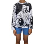 Halloween Skeleton Astronaut Kids  Long Sleeve Swimwear