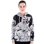 Halloween Skeleton Astronaut Women s Zipper Hoodie