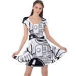 Halloween Skeleton Astronaut Cap Sleeve Dress