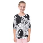 Halloween Skeleton Astronaut Kids  Quarter Sleeve Raglan Tee