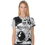 Halloween Skeleton Astronaut V-Neck Sport Mesh Tee