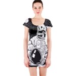 Halloween Skeleton Astronaut Short Sleeve Bodycon Dress