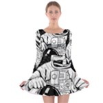 Halloween Skeleton Astronaut Long Sleeve Skater Dress