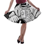 Halloween Skeleton Astronaut A-line Skater Skirt