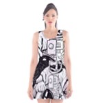 Halloween Skeleton Astronaut Scoop Neck Skater Dress