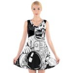 Halloween Skeleton Astronaut V-Neck Sleeveless Dress