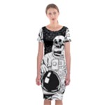 Halloween Skeleton Astronaut Classic Short Sleeve Midi Dress