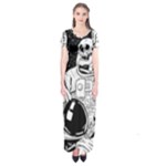 Halloween Skeleton Astronaut Short Sleeve Maxi Dress