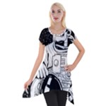 Halloween Skeleton Astronaut Short Sleeve Side Drop Tunic