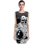 Halloween Skeleton Astronaut Sleeveless Velvet Midi Dress