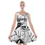 Halloween Skeleton Astronaut Velvet Skater Dress