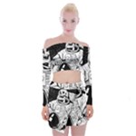 Halloween Skeleton Astronaut Off Shoulder Top with Mini Skirt Set