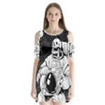 Halloween Skeleton Astronaut Shoulder Cutout Velvet One Piece