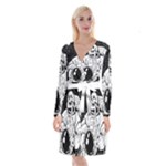 Halloween Skeleton Astronaut Long Sleeve Velvet Front Wrap Dress