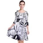 Halloween Skeleton Astronaut Quarter Sleeve Waist Band Dress