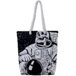 Halloween Skeleton Astronaut Full Print Rope Handle Tote (Small)