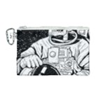 Halloween Skeleton Astronaut Canvas Cosmetic Bag (Medium)