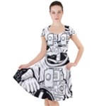 Halloween Skeleton Astronaut Cap Sleeve Midi Dress