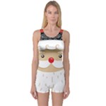 Santa Claus Face One Piece Boyleg Swimsuit