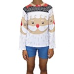 Santa Claus Face Kids  Long Sleeve Swimwear