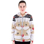 Santa Claus Face Women s Zipper Hoodie