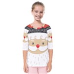 Santa Claus Face Kids  Quarter Sleeve Raglan Tee