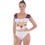 Santa Claus Face Short Sleeve Leotard 