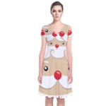 Santa Claus Face Short Sleeve Front Wrap Dress