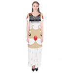 Santa Claus Face Short Sleeve Maxi Dress