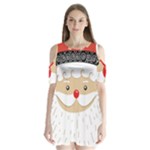 Santa Claus Face Shoulder Cutout Velvet One Piece