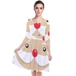 Santa Claus Face Quarter Sleeve Waist Band Dress