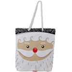 Santa Claus Face Full Print Rope Handle Tote (Large)