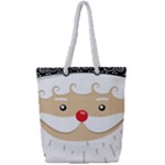 Santa Claus Face Full Print Rope Handle Tote (Small)