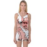 ugly christmas pig One Piece Boyleg Swimsuit