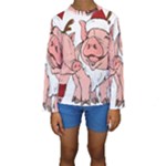 ugly christmas pig Kids  Long Sleeve Swimwear