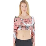 ugly christmas pig Long Sleeve Crop Top