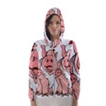 ugly christmas pig Hooded Windbreaker (Women)