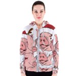 ugly christmas pig Women s Zipper Hoodie