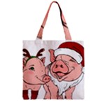 ugly christmas pig Zipper Grocery Tote Bag