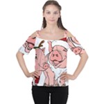 ugly christmas pig Cutout Shoulder Tee