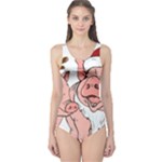 ugly christmas pig One Piece Swimsuit