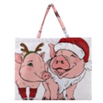 ugly christmas pig Zipper Large Tote Bag