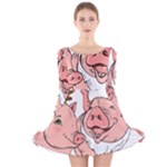 ugly christmas pig Long Sleeve Velvet Skater Dress