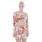 ugly christmas pig Off Shoulder Top with Mini Skirt Set