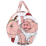 ugly christmas pig Giant Round Zipper Tote