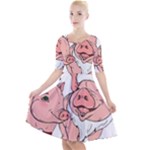 ugly christmas pig Quarter Sleeve A-Line Dress