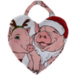 ugly christmas pig Giant Heart Shaped Tote