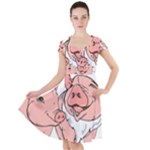 ugly christmas pig Cap Sleeve Midi Dress