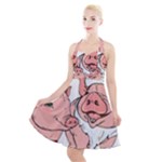 ugly christmas pig Halter Party Swing Dress 