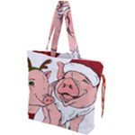 ugly christmas pig Drawstring Tote Bag